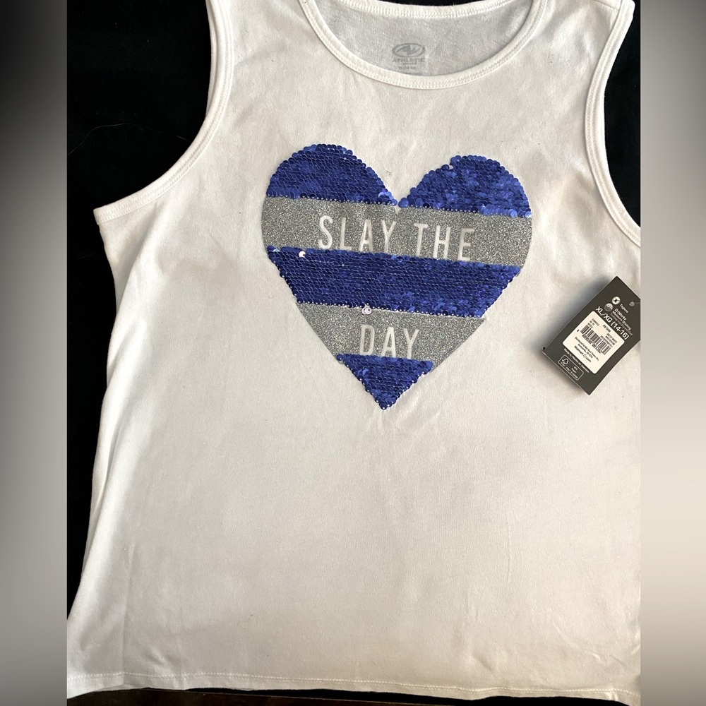 Reverse sequence tank top (silver in royal blue)